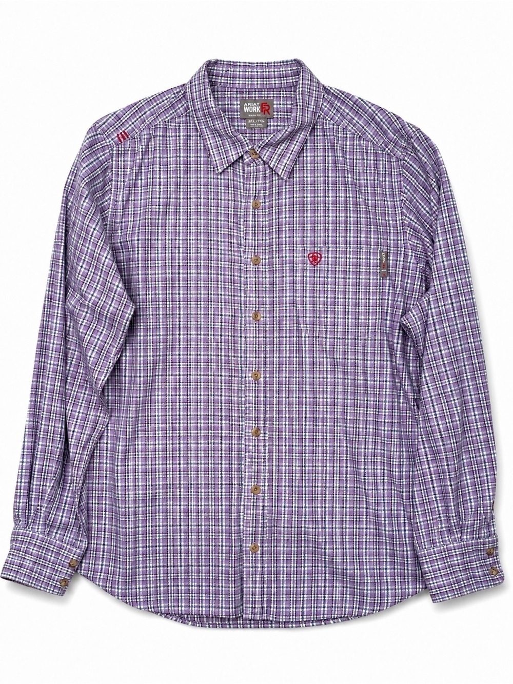 Women’s Ariat FR Purple Plaid Long-Sleeve  Shirt Size XXL